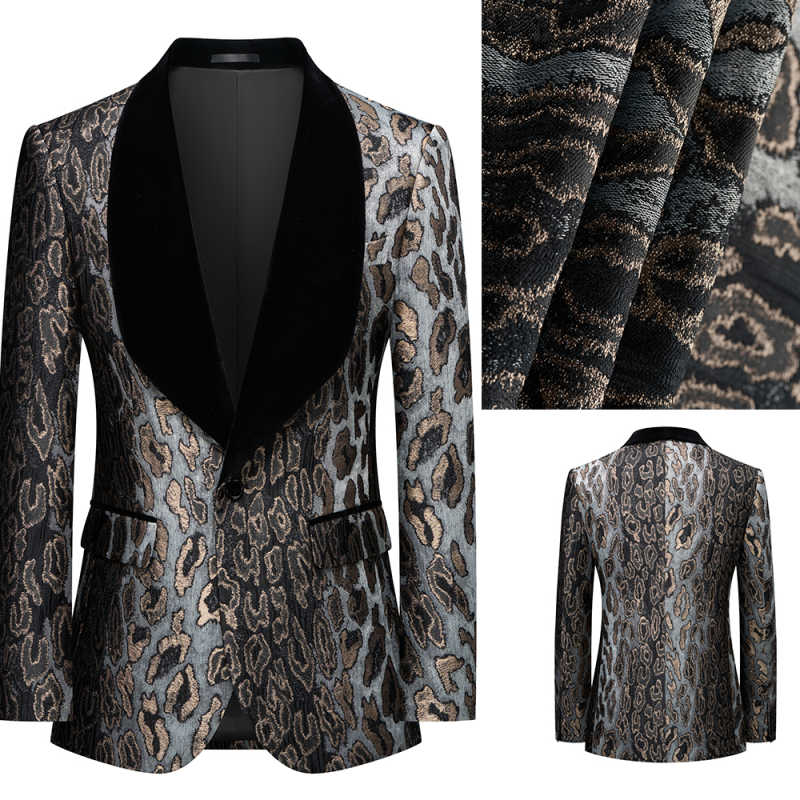 Men'S Grooming Spot - Modern Golden Patterned Jacquard Fabric Wedding