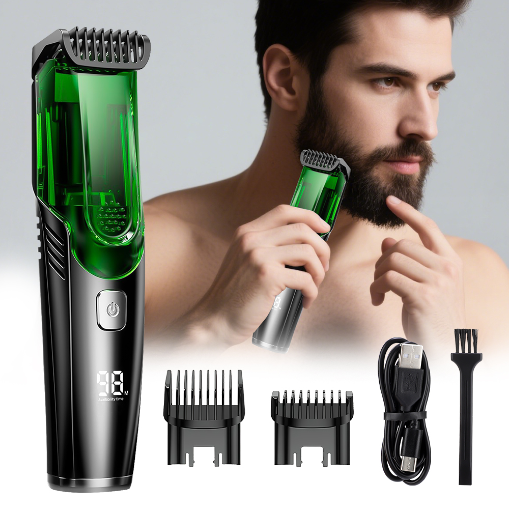 Men'S Grooming Vacuum - Cordless Men Beard Trimmer Rechargeable Electric