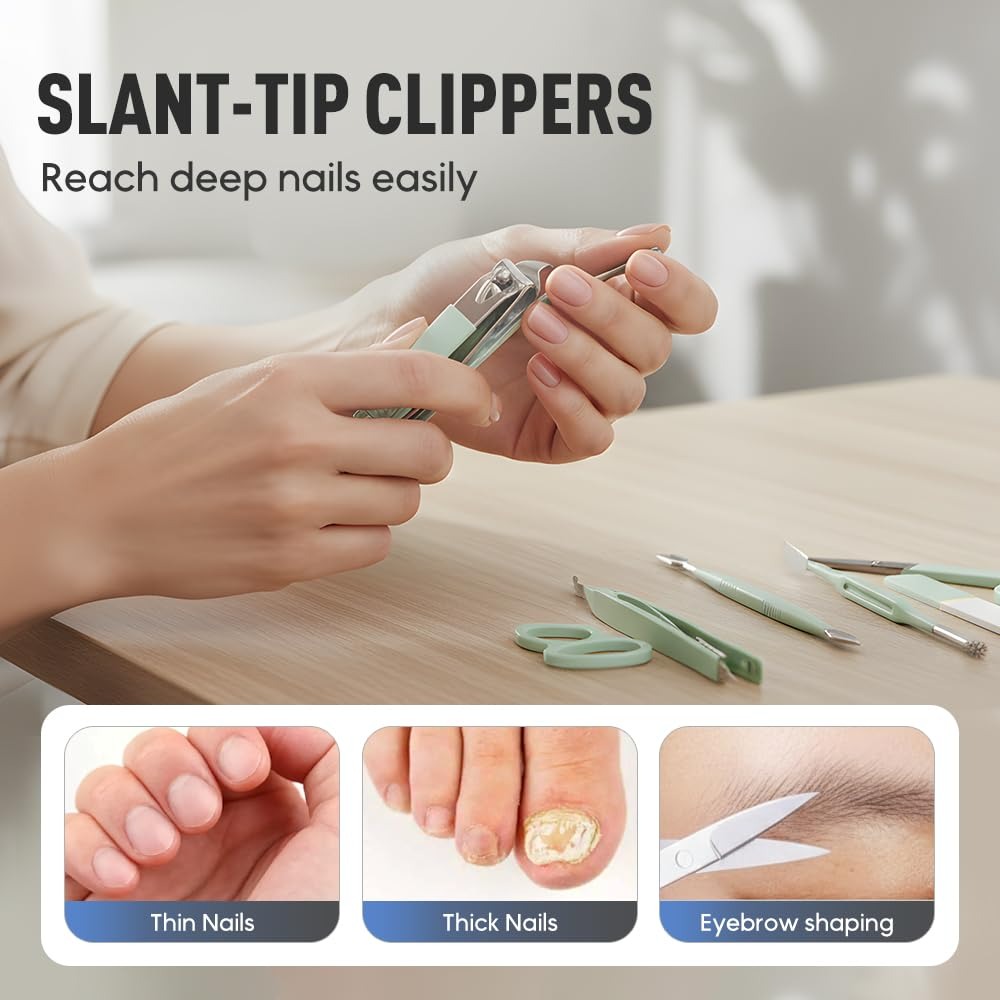 Mens Grooming Kit Case - Manicure Set Professional, Nail Clippers, Pedicure