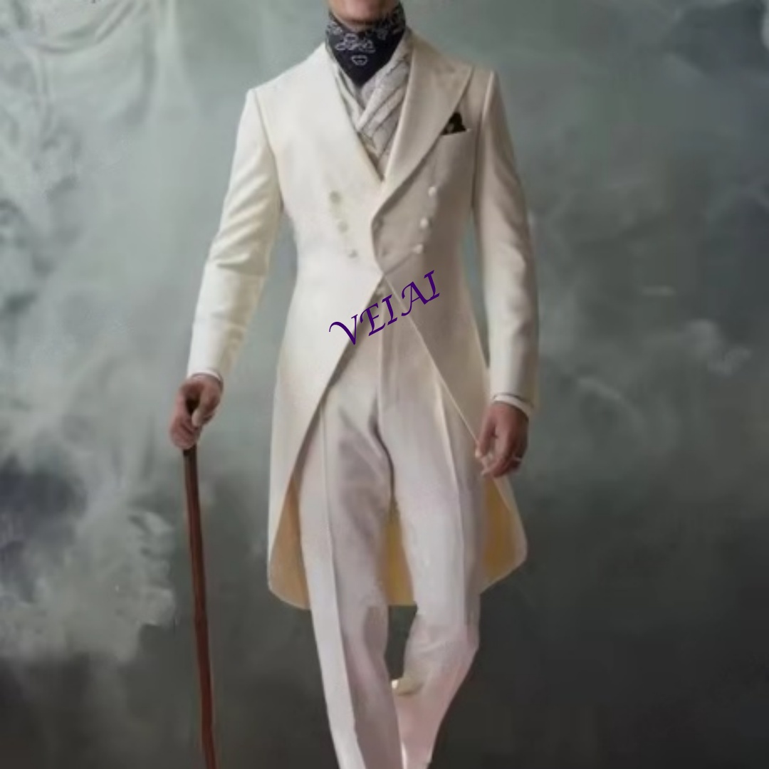 Men'S Grooming Daily - Customized New White Long Jacket 2