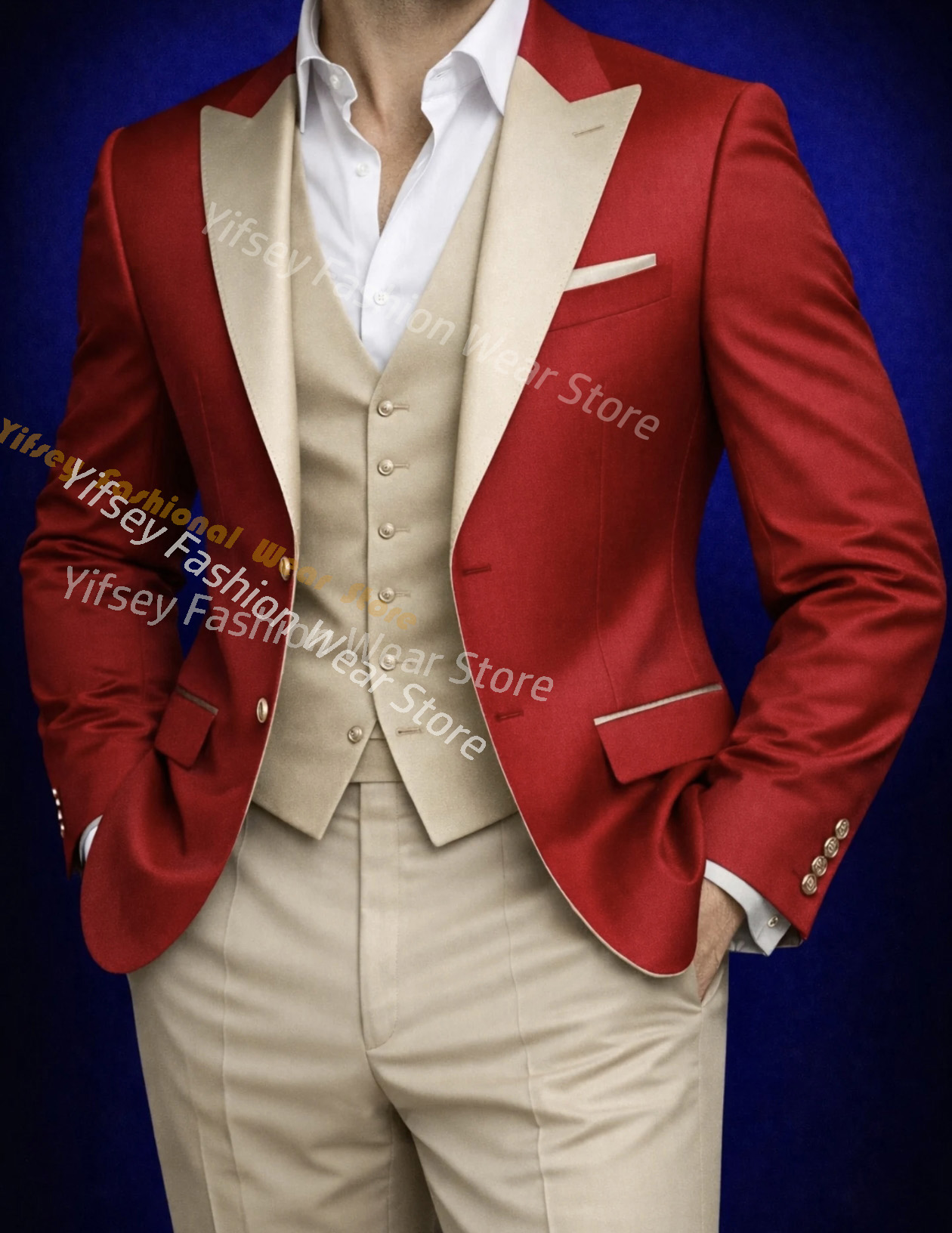 Red Full Men Suit Set Wedding  - огляд і ціна Men'S Grooming Brands