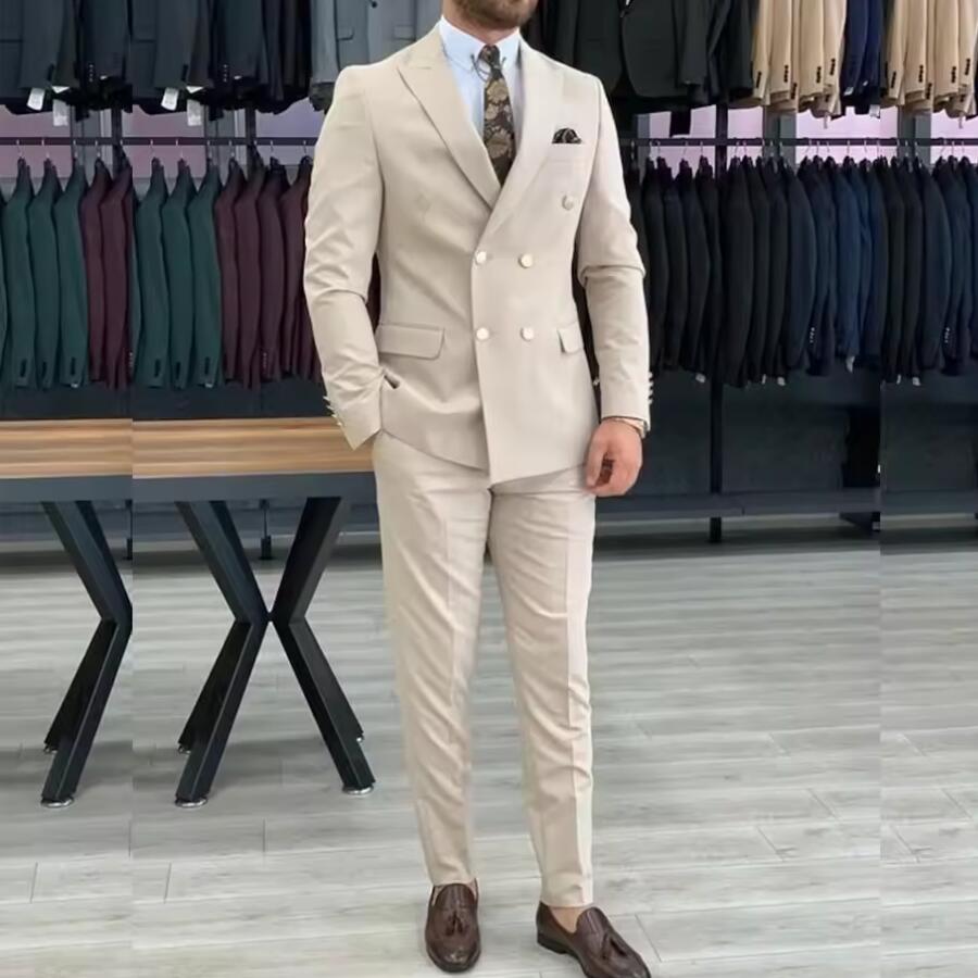 New Beige Men Suits Double Bre - огляд і ціна Men'S Grooming Daily