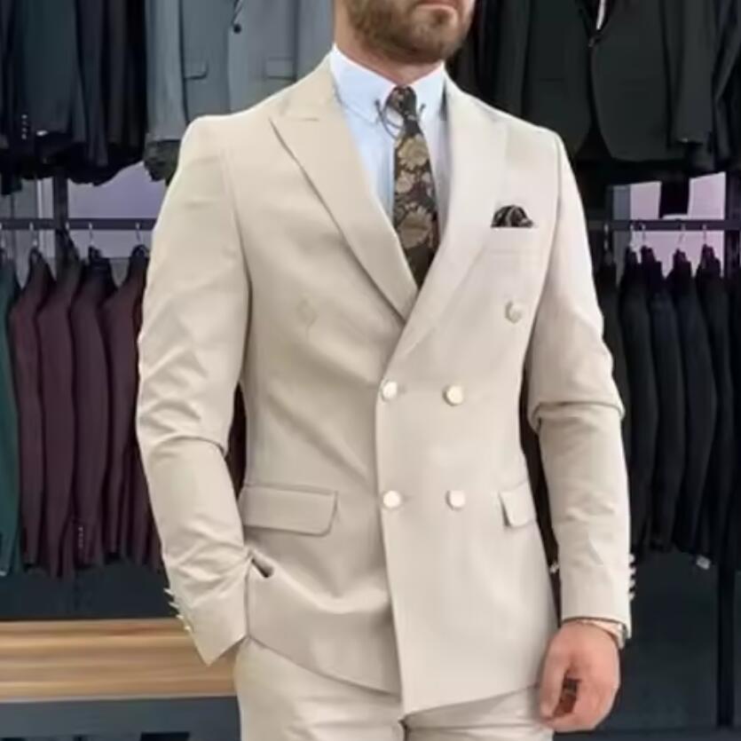 New Beige Men Suits Double Bre - огляд і ціна Men'S Grooming Daily